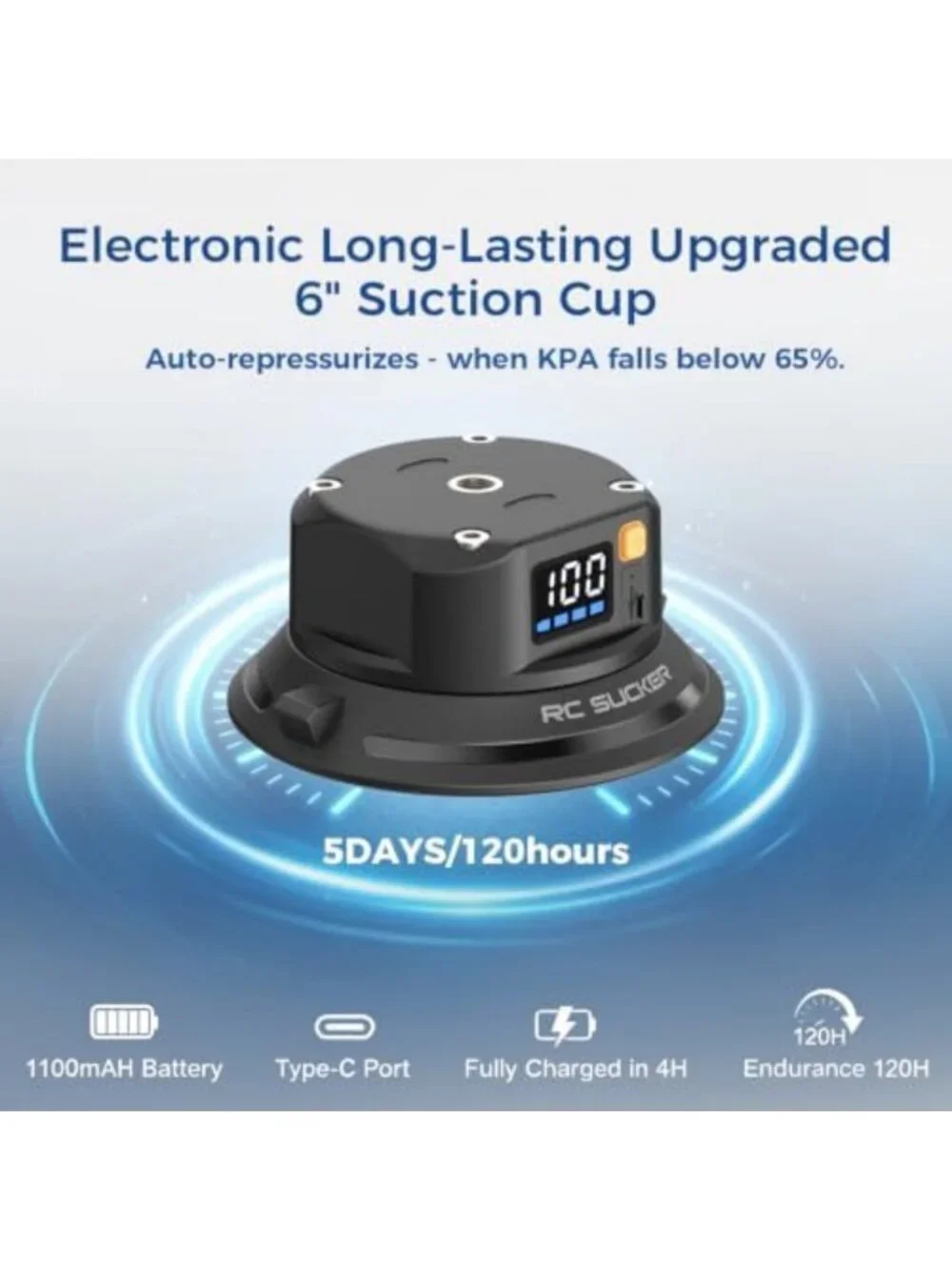 4.5” Electric Suction Cup Camera Mount - Heavy-Duty Car Mount for Stability